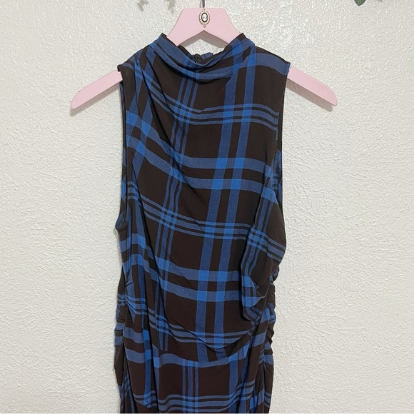 NWT A.L.C. Iggy Plaid Draped High-Neck Assymetrical Dress - Picture 5 of 11